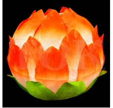 Фонарик из материи  Лотос оранжево-белый 0921-1